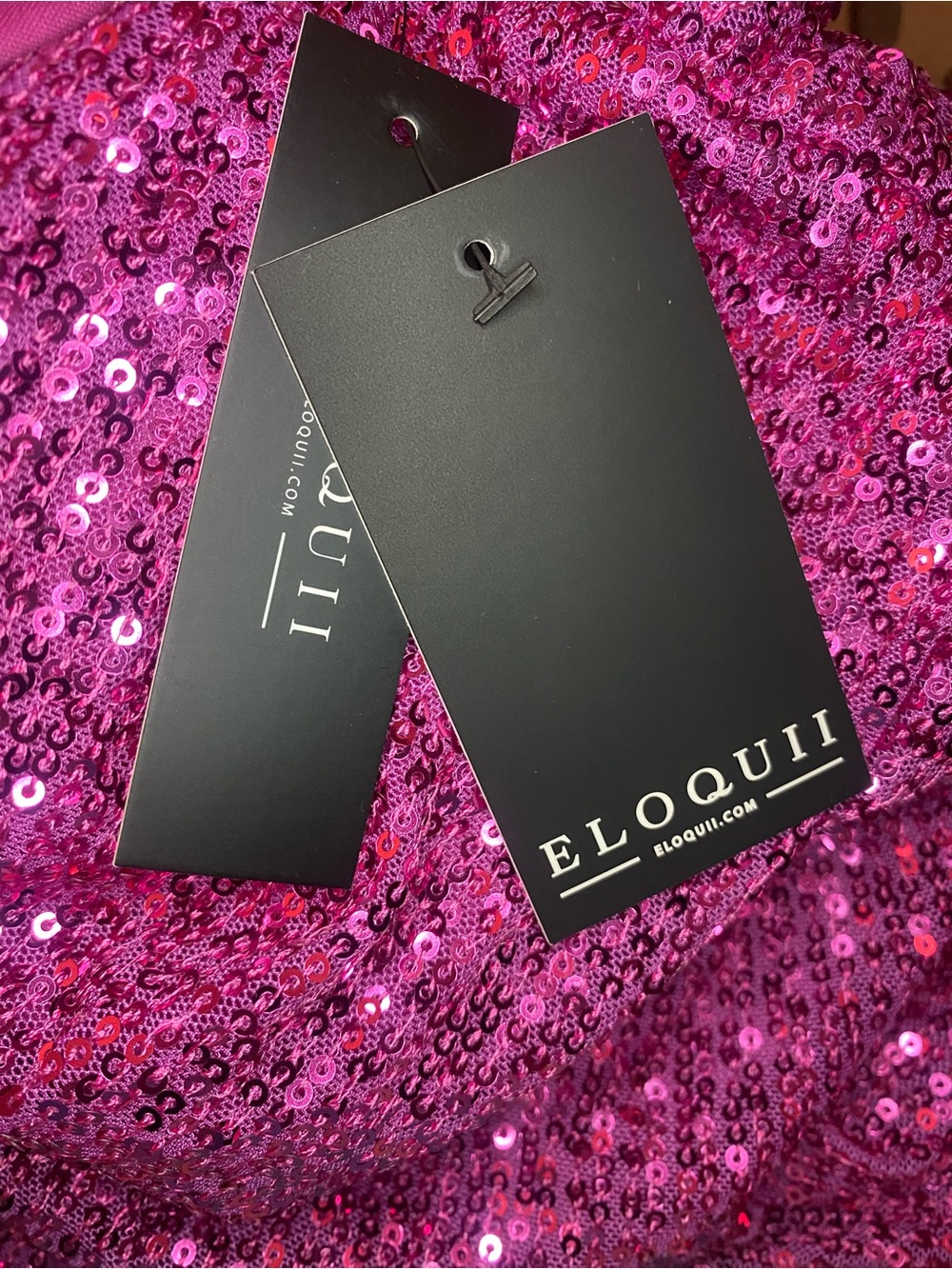 Eloquii Hot Pink Sequin Cowl Neck Mini Dress - Picture 8 of 8